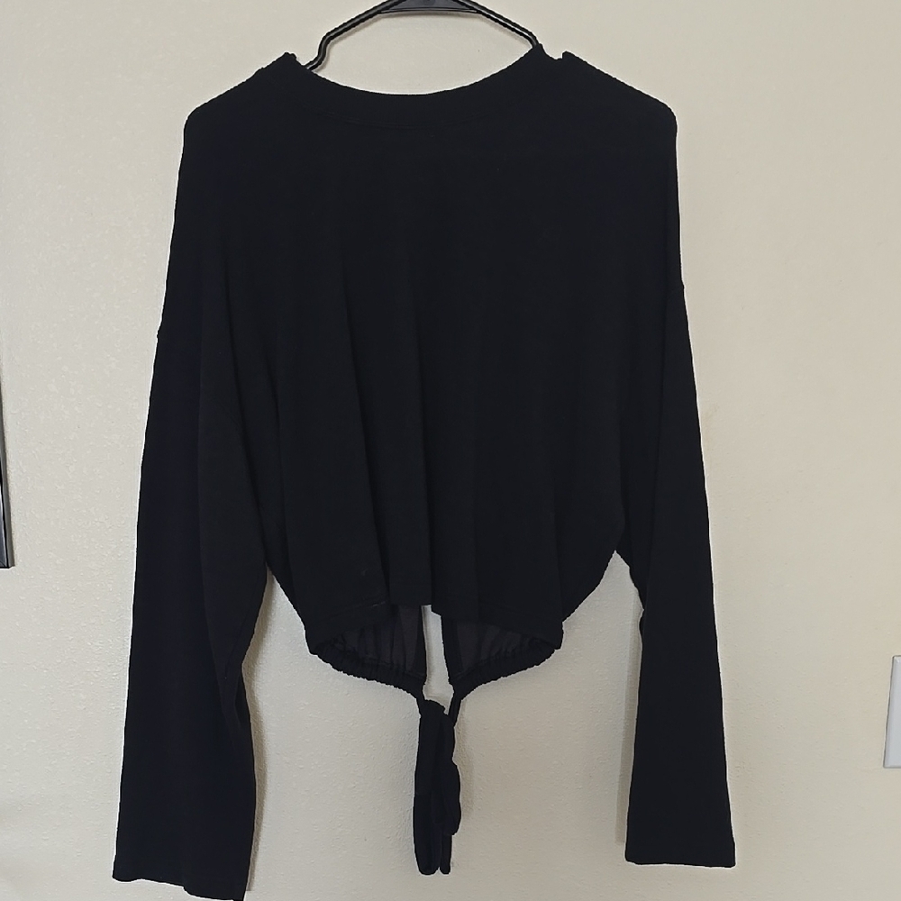 Black Tie-Back Women's Top